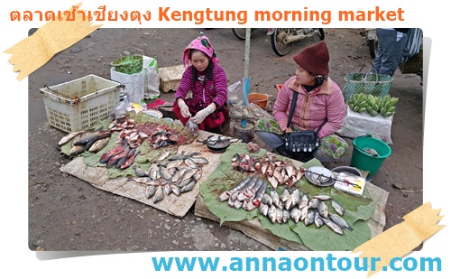 แผงปลาในตลาดเช้าเชียงตุง